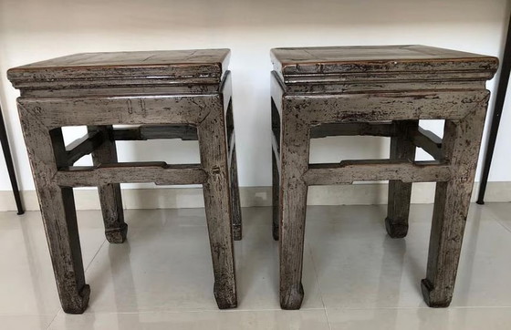 Image 1 of 2x table d'appoint - Tables chinoises anciennes (laquées)