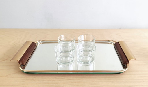 Plateau de service avec verre miroir