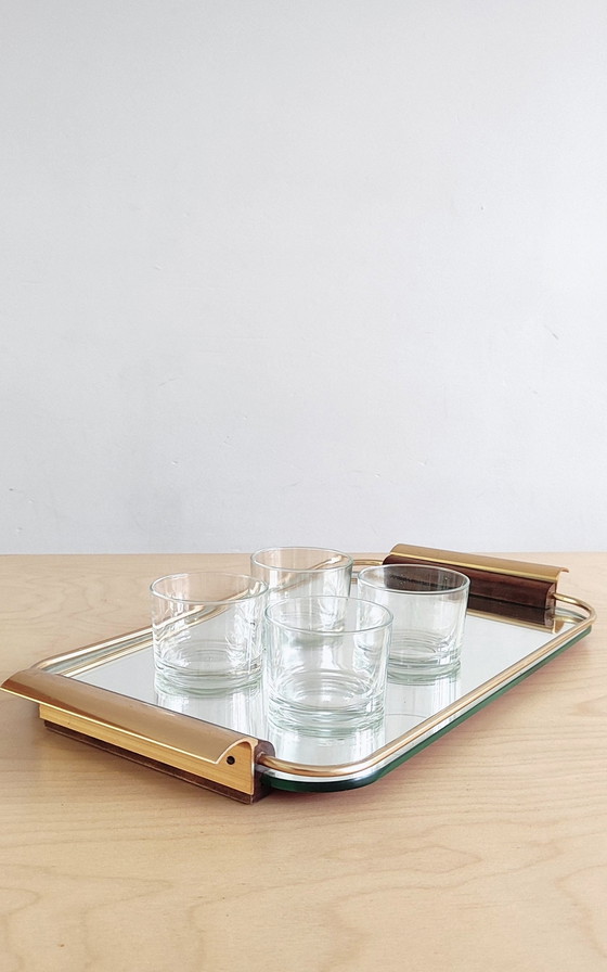 Image 1 of Plateau de service avec verre miroir