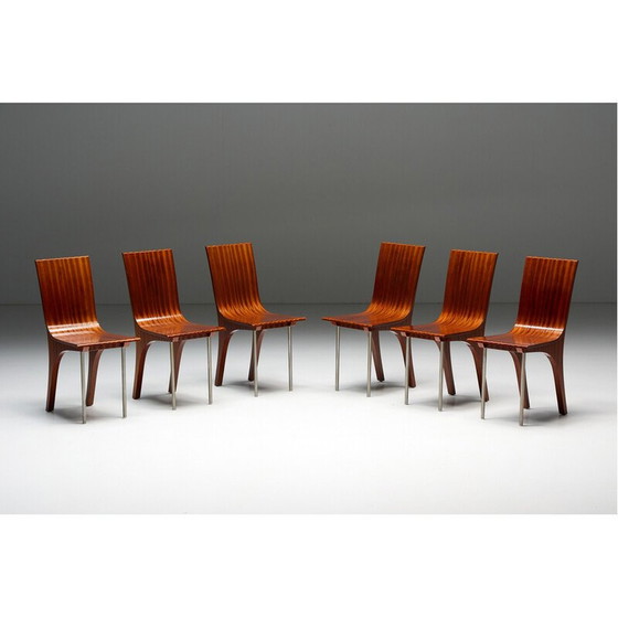 Image 1 of Chaises de salle à manger postmodernes en noyer, Italie 1980