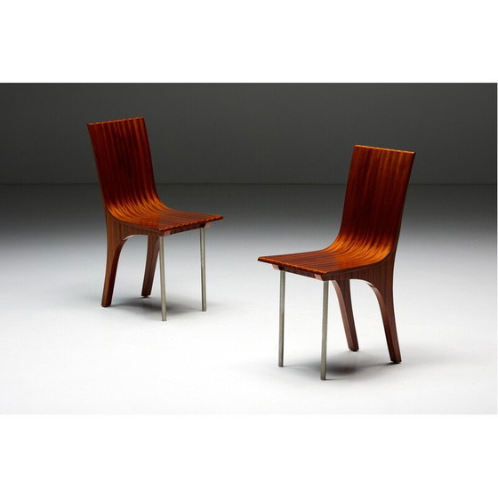 Image 1 of Chaises de salle à manger postmodernes en noyer, Italie 1980
