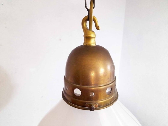 Image 1 of Lampe pendante en verre et laiton 1920 Berhens