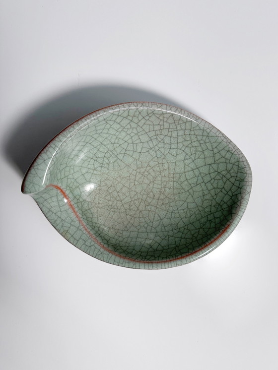 Image 1 of Cendrier / bol vintage Karlsruher Majolika Céramique Fridegart Glatzle Craquele Crackle 50Er Mid Century