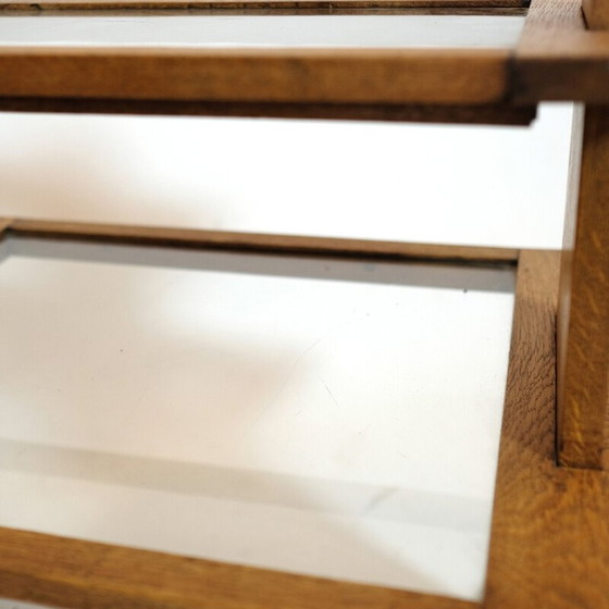 Image 1 of Table de service vintage en bois de chêne et verre, 1950-1960