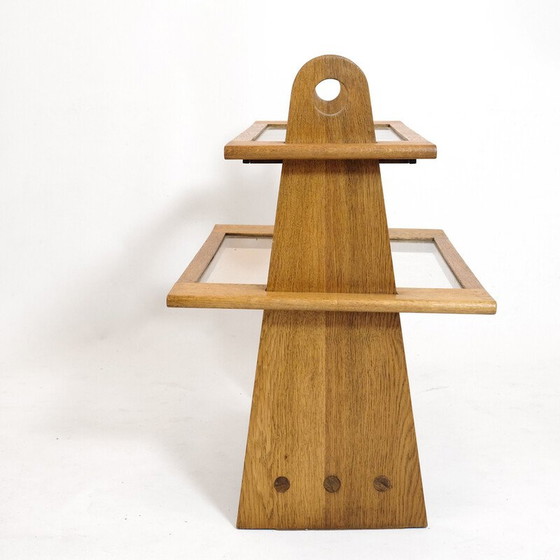 Image 1 of Table de service vintage en bois de chêne et verre, 1950-1960