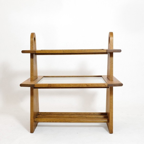 Image 1 of Table de service vintage en bois de chêne et verre, 1950-1960
