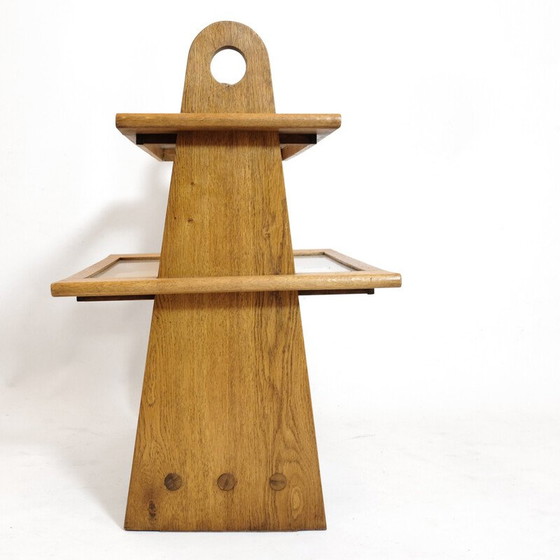 Image 1 of Table de service vintage en bois de chêne et verre, 1950-1960