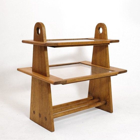 Image 1 of Table de service vintage en bois de chêne et verre, 1950-1960