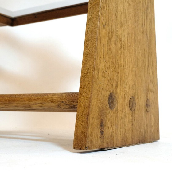 Image 1 of Table de service vintage en bois de chêne et verre, 1950-1960