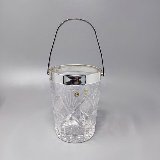 Image 1 of 1960S Magnifique gobelet à cocktail en cristal taillé avec seau à glace fabriqué en Italie