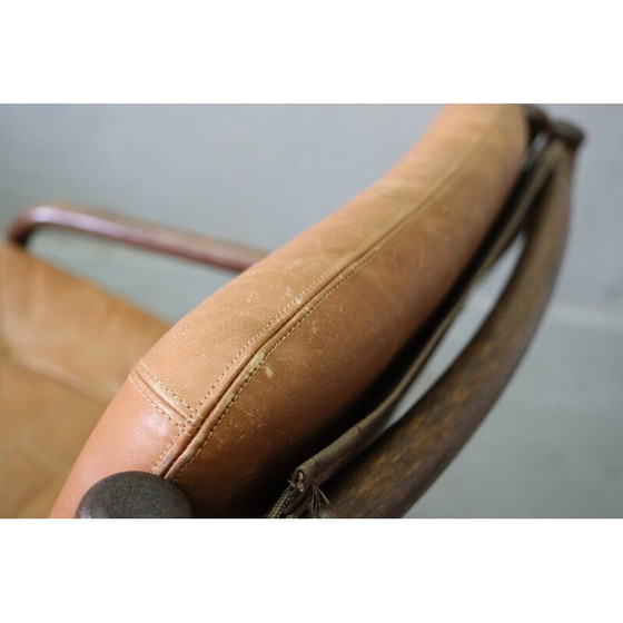 Image 1 of Ensemble de salon vintage en rotin et cuir, Italie, années 1970