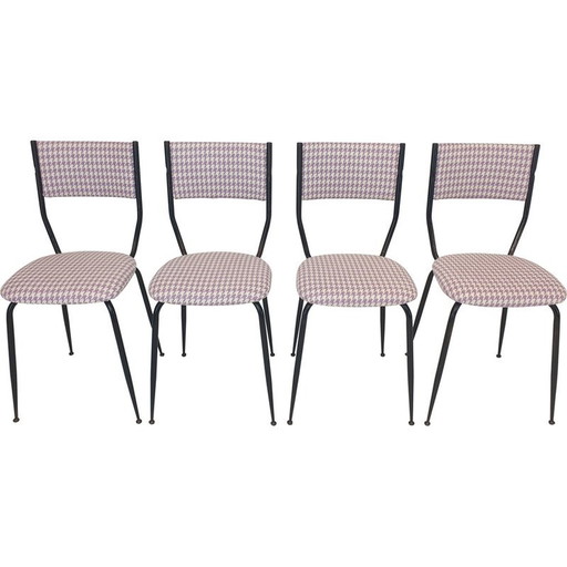 Ensemble de 4 chaises de salle à manger italiennes vintage en métal, années 1960