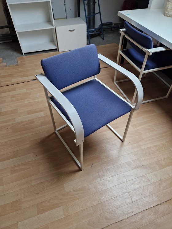 Image 1 of 2X Pastoe Fm80 Chaise de salle à manger bleue