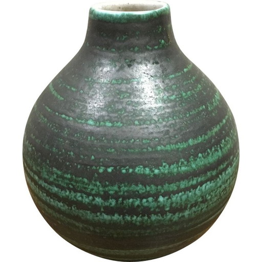 Vase vintage en céramique verte, 1950
