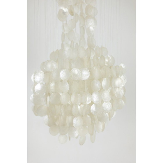 Image 1 of Lampe suspendue vintage en pétales de nacre, 1960s
