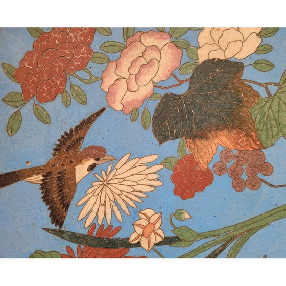 Image 1 of Paire d'assiettes vintage en émail cloisonné sur métal, Japon