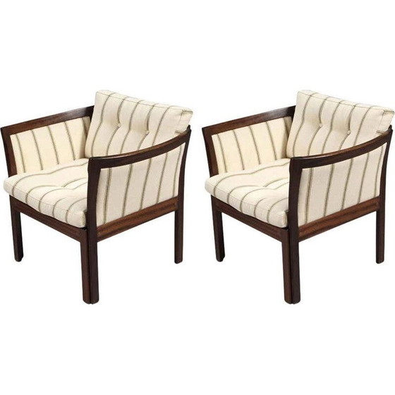 Image 1 of Paire de chaises vintage en acajou et plexus blanc par Illum Wikkelso pour CFC Silkeborg, Danemark 1960