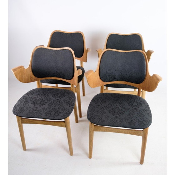 Image 1 of Ensemble de 4 fauteuils vintage modèle 107 en chêne et teck par Hans Olsen pour Bramin, 1960