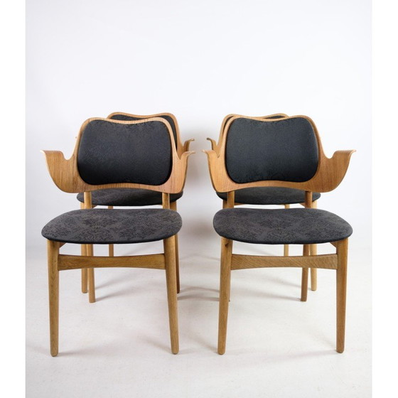 Image 1 of Ensemble de 4 fauteuils vintage modèle 107 en chêne et teck par Hans Olsen pour Bramin, 1960