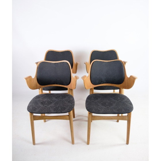 Image 1 of Ensemble de 4 fauteuils vintage modèle 107 en chêne et teck par Hans Olsen pour Bramin, 1960
