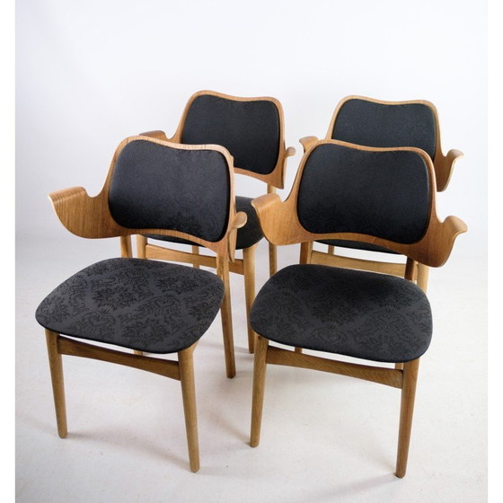 Image 1 of Ensemble de 4 fauteuils vintage modèle 107 en chêne et teck par Hans Olsen pour Bramin, 1960