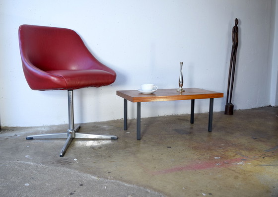 Image 1 of Chaise Lounge Rouge Vintage Chrome 1970 Space Age