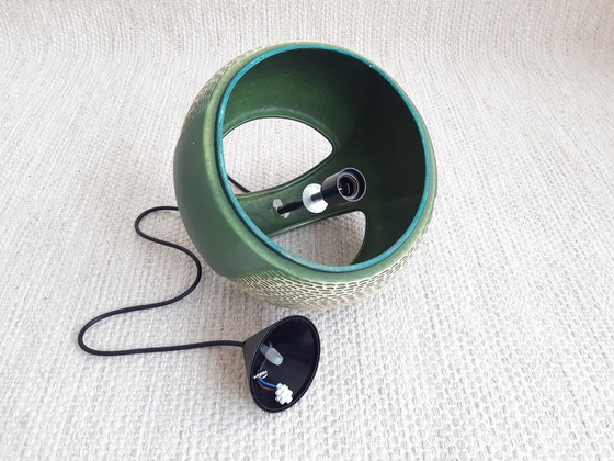 Image 1 of Lampe pendante vintage en céramique verte, Allemagne de l'Ouest, style lave grasse, céramique, poterie