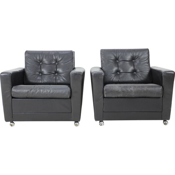 Image 1 of Fauteuils en cuir vintage, Finlande 1970