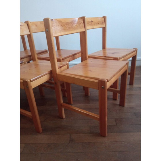 Image 1 of Ensemble de 6 chaises vintage en pin 1980