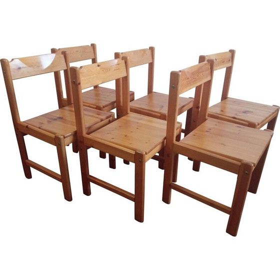 Image 1 of Ensemble de 6 chaises vintage en pin 1980