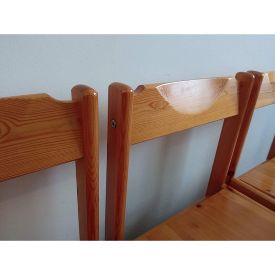 Image 1 of Ensemble de 6 chaises vintage en pin 1980