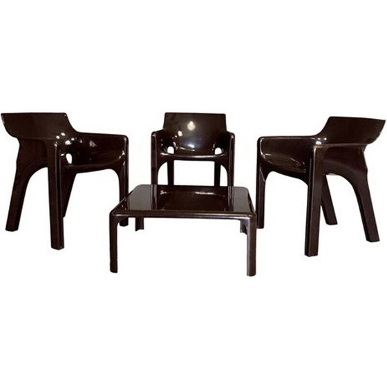 Image 1 of Ensemble de 4 fauteuils Gaudi et table basse Demetrio par Vico Magistretti pour Artemide, 1974