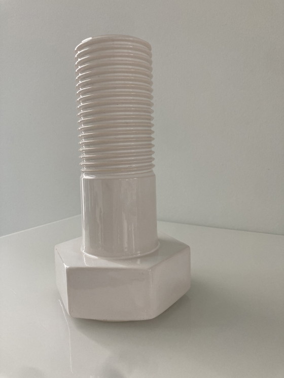 Image 1 of Vissez-le ! Vase en céramique blanche, Dutch Design