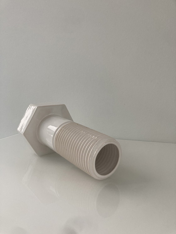 Image 1 of Vissez-le ! Vase en céramique blanche, Dutch Design