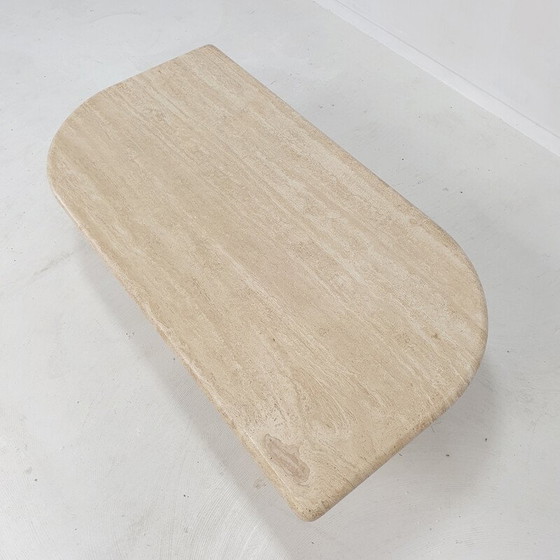 Image 1 of Table basse italienne vintage en travertin, 1980