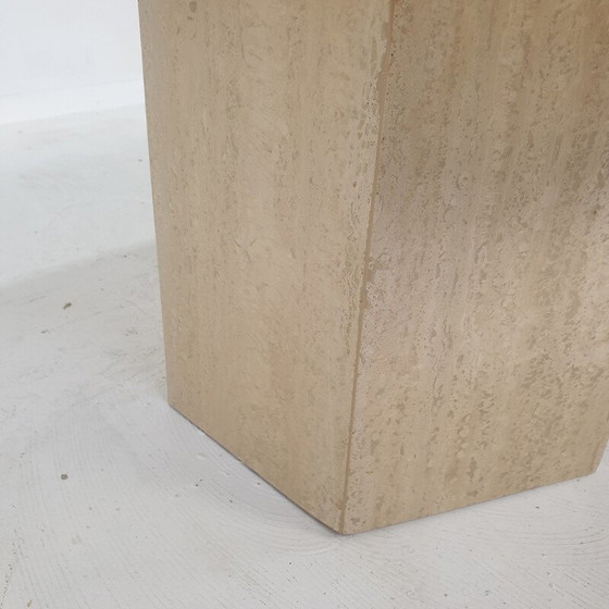 Image 1 of Table basse italienne vintage en travertin, 1980