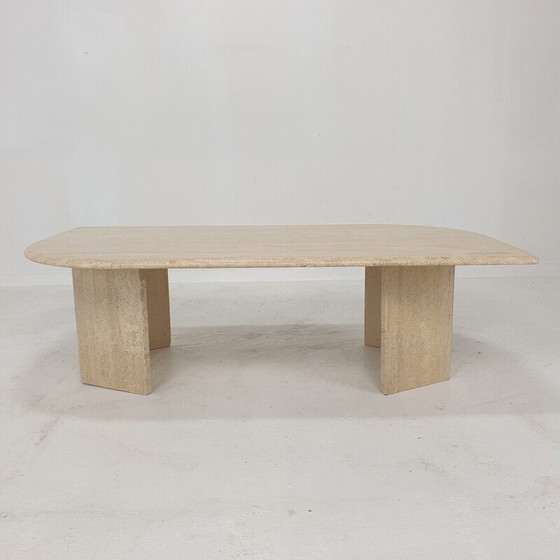 Image 1 of Table basse italienne vintage en travertin, 1980
