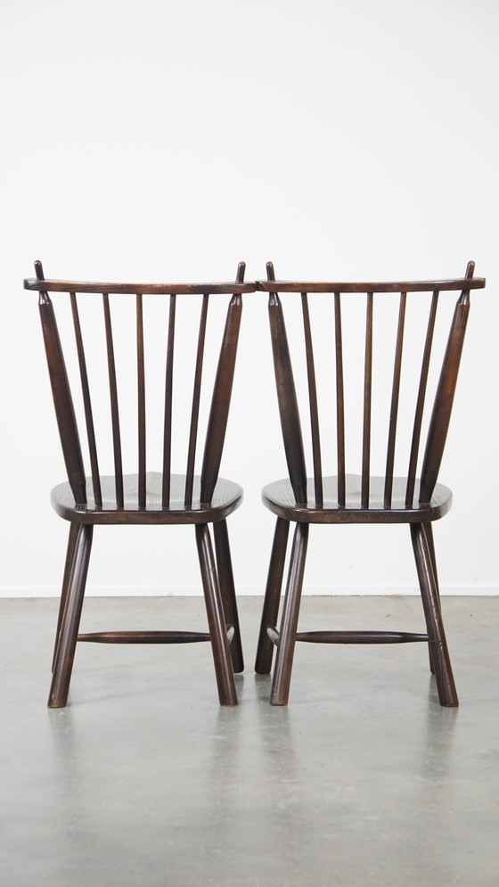 Image 1 of 4 X Chaise de bar vintage en bois