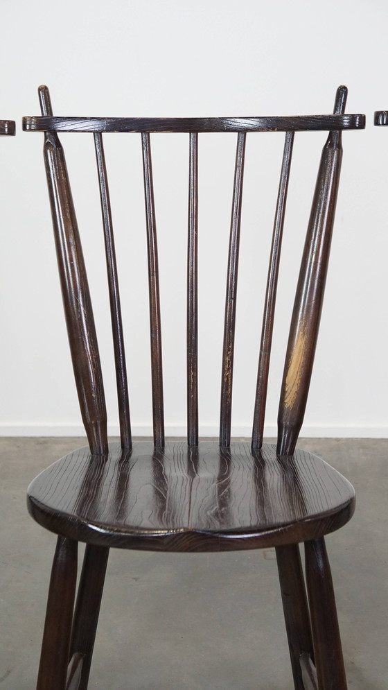 Image 1 of 4 X Chaise de bar vintage en bois