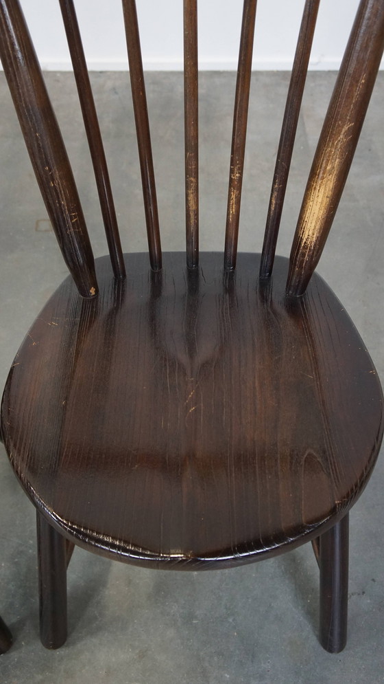 Image 1 of 4 X Chaise de bar vintage en bois