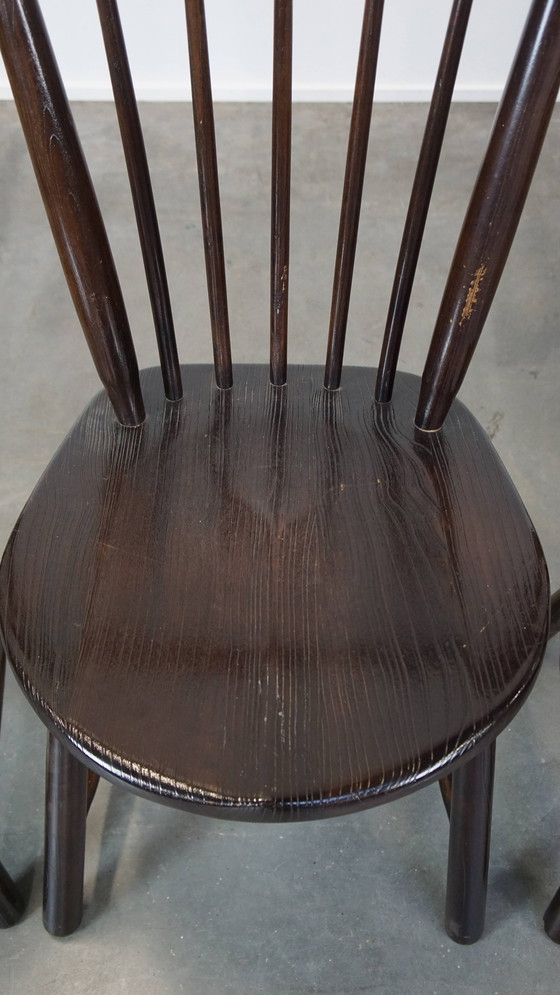 Image 1 of 4 X Chaise de bar vintage en bois