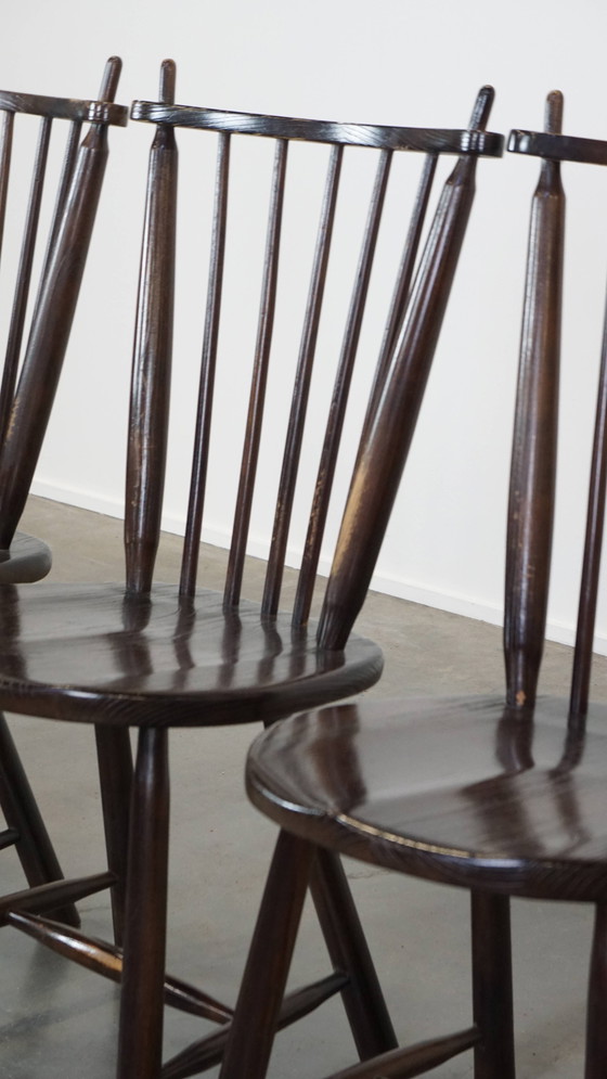 Image 1 of 4 X Chaise de bar vintage en bois