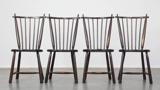 4 X Chaise de bar vintage en bois