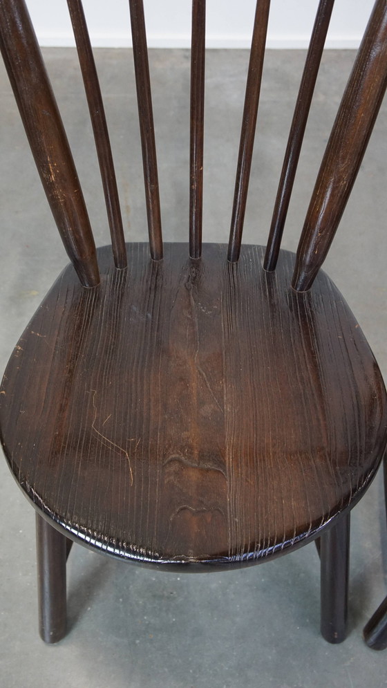 Image 1 of 4 X Chaise de bar vintage en bois