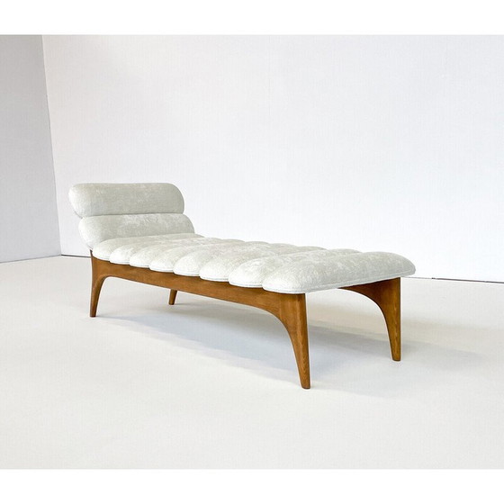 Image 1 of Lit de jour vintage en bois et tissu, Italie