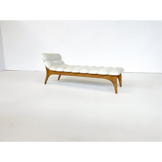 Image 1 of Lit de jour vintage en bois et tissu, Italie