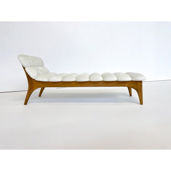 Image 1 of Lit de jour vintage en bois et tissu, Italie