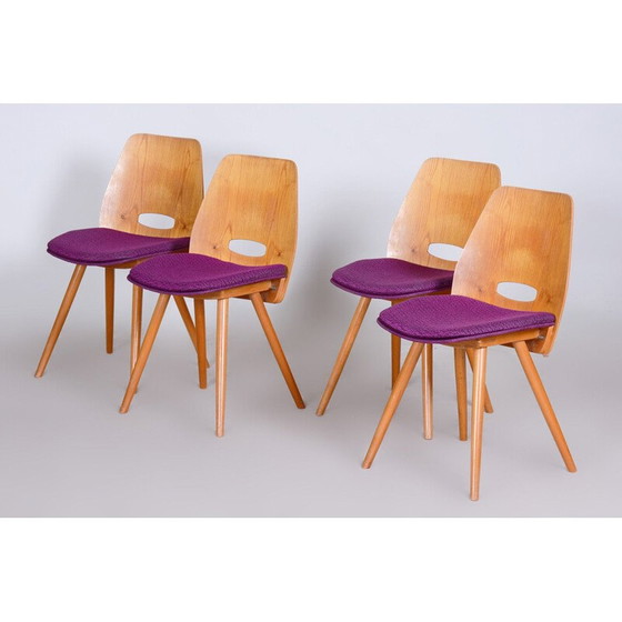 Image 1 of Ensemble de 4 chaises de salle à manger du milieu du siècle par František Jirák pour Tatra Nábytok