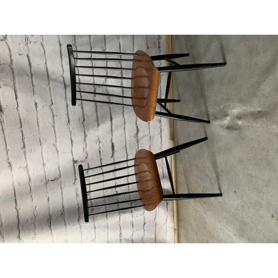 Image 1 of Paire de chaises de salle à manger vintage en contreplaqué de teck par Ilmari Tapiovaara pour Komnik