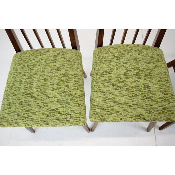 Image 1 of Ensemble de 4 chaises de salle à manger vintage en bois et tissu, Tchécoslovaquie années 1960